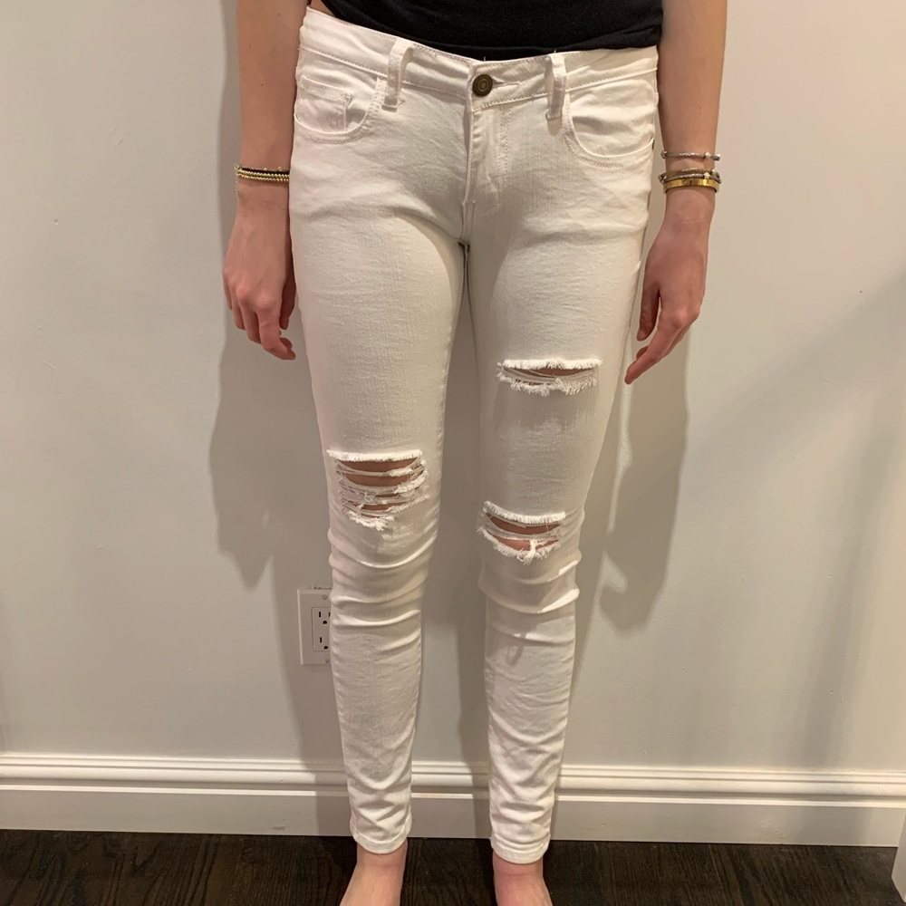 Machine White Skinny Ripped Jeans - Picture 5 of 14